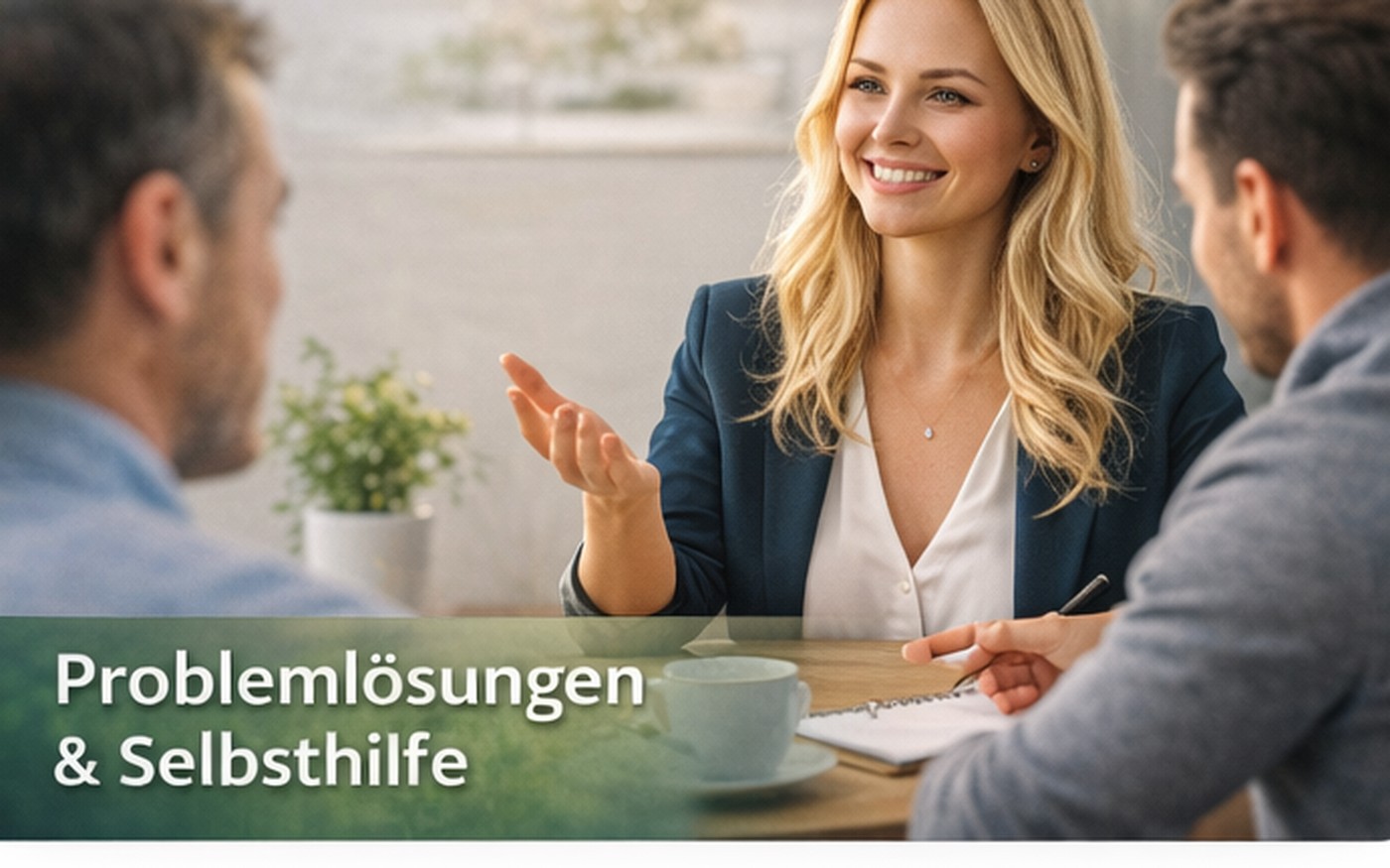 Selbsthilfe: junge blonde Beraterin im Gespräch
